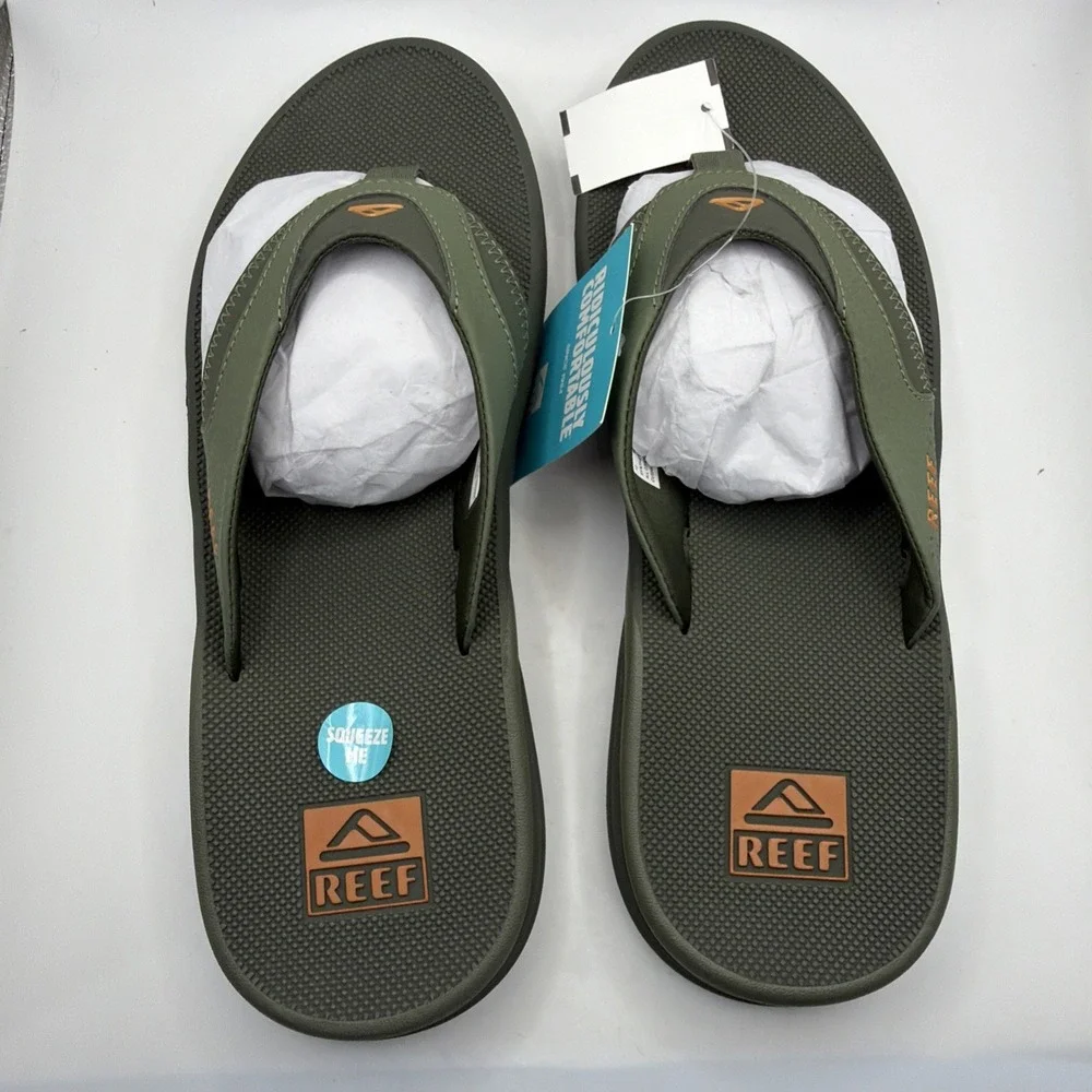 Reef Mens Cushion Fanning Flip Flops Water Friendly Comfort Beach Sandal Size12